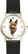 German Shepherd Dog - WATCHBUDDY&reg; DELUXE TWO-TONE THEME WATCH - Arabic Numbers - Black Leather Strap-Children's Size-Small ( Boy's Size & Girl's Size )