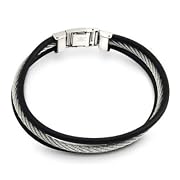 Rubber Steel Cable Mens Bracelet