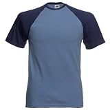 Fruit of the Loom Baseball T-Shirt - Steel Blue / Navy Medium