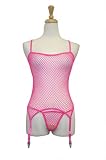 Exposed By Magic Silk Queen Size Fishnet Merry Widow And G-string, Pink, One Size by Exposed by Magic Silk