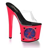 7 1/2 Inch Heel Circle Light Up Shoes Sexy Stripper Shoes UV Reactive Black Light Neon Coral Pink