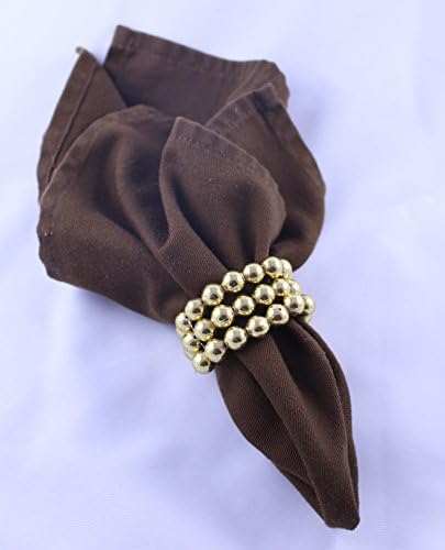 Gold Beaded Napkin Rings Set of 6- Perfect for Holiday Table Settings
