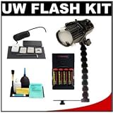 Intova ISS 4000 Underwater Slave Flash with StaySlim Bracket with Flex Arm + Fiber Optic Cable + AA Batteries & Charger + Cleaning Kit