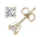 18k Yellow Gold Princess-cut Diamond Stud Earrings (G-H/SI2, 1 ct. tw.)