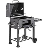 Grey New Outdoor Gourmet Trolley BBQ Barbecue Grill Charcoal Garden Heat Smoker