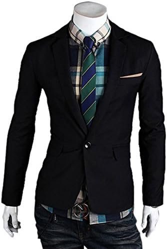 U2K2 Men's Slim Fit Formal Casual One Button Buckle Blazers Jackets Blazer Coats Shirts Tops Outerwear (Asia L, Black)