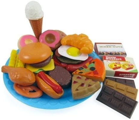30 pieces ^^^ Liberty Imports Fast Food &amp; Dessert Play Food Cooking Set for Kids