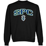 NCAA Saint Peter's Peacocks Logo Arch Applique Crew Neck Fleece Sweatshirt - Black
