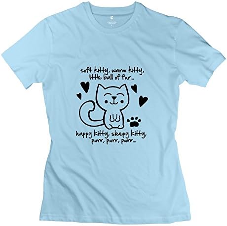 Soft Kitty Warm Kitty Little Ball Of Fur Women's Short Sleeve Tees Size XXL SkyBlue