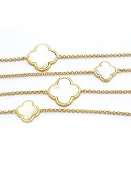 Yellow Gold over Sterling Silver 40" Alhambra Clover Mother of Pearl Necklace