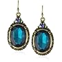 1928 Jewelry Victorian Peacock Turquoise Gem Earrings