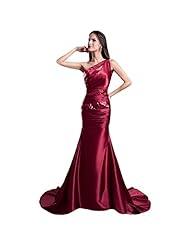One Shoulder Satin Mermaid Gathered Crinkled  Dress