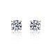 Solid 14K Gold Studs 4mm Round Cubic Zircornia Basket Setting Screwback Stud Earrings, Choice of Colors