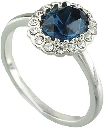 FM42 Kate Middleton Diana Inspired Oval Blue Crystal Engagement Ring R100