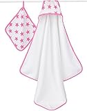 aden + anais Classic Hooded Towel and Washcloth Set, Fluro Pink by aden + anais [並行輸入品]