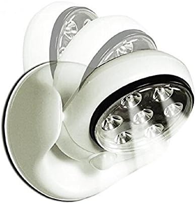 PORPER 7 LEDs High Lighting Automatic Induction Lamp 360 Degrees Rotate Mini LED Night Lights Motion Activated Cordless Light for Indoor / Outdoor Battery Powered (White)