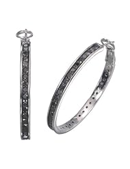 3 CT Black Diamond Hoop Earrings In Sterling Silver