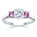 1.00 CT CUSHION DIAMOND W ROUND PINK SAPPHIRE RING 18K