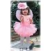 Baby : Classic Organza Ballerina Tutu Skirt with Flowers, Pink, Small