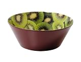 Present Time Kiwi print bowl melamine plastic diameter 14.5cm brown base