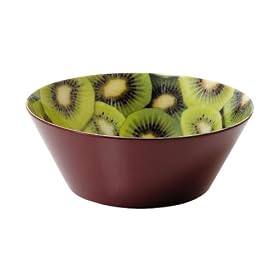 PT Kiwi Print Bowl Melamine Plastic Brown Base