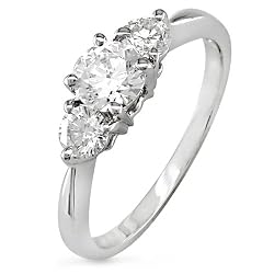 Three Stone Round Brilliant Diamond Ring 1/4ctw (IJ/I1) in White Gold