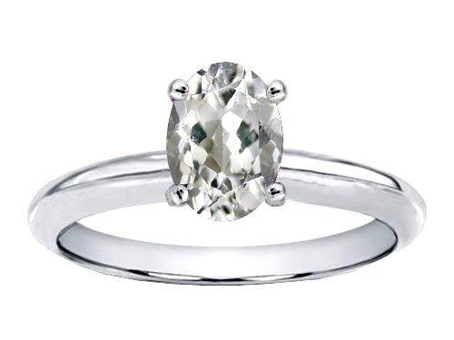 Childrens Toyshop  Jewelry : 1.25 cts Genuine White Topaz Solitaire Engagement Ring - 14kt White or Yellow Gold