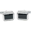 14K White Gold Onyx and Diamond Cufflinks - 0.25 Ct.