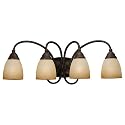Sea Gull Lighting 44107-72 Monteclaire Collection Four-Light Vanity, Olde Iron Finish with Amber Scavo Glass