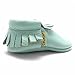 SAYOYO Baby Blue Tassels Soft Sole Leather Infant Toddler Prewalker Shoes (6-12 Months, Blue)