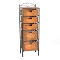 5-Drawer Wicker Storage - Black