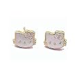 Tiny 3/8" Kitty Enamel & 24k Gold Plated Stud Earrings