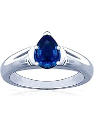 Platinum Pear Cut Blue Sapphire Solitaire Ring
