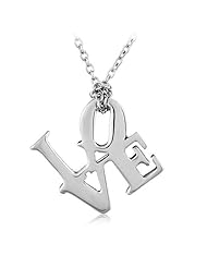 Chuvora .925 Sterling Silver LOVE Word Pendant Necklace 18, Best Gift Collection