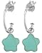 Sterling Silver Turquoise Flower Charm Hoop title=