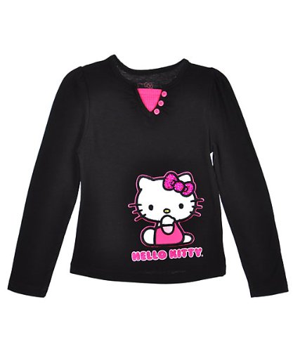 Hello Kitty Girls 2-6X Rhinestones on Thermal Insert Top, Anthracite, 3T