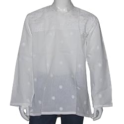 Mens Embroidered Cotton Short Kurta India Size: M Chest 38 Inches