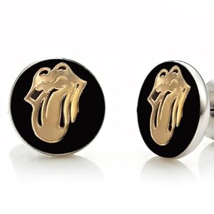 Stainless Steel Stud Earrings for Men Metallic Tongue (Black Gold) (Jewelry)