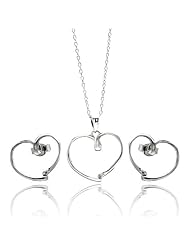 Nickel Free Sterling Silver Pendant & Earring Sets Open Heart Sterling Silver Set Pendant Length: 17.1mm Width: 19.1mm Earring Length: 14.5mm Width: 16.3mm