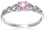 9ct White Gold AMR323675 Ladies Pink Cubic Zirconia Ring