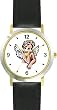 Angel In Thought - Cherub, Angel or Cupid Theme - WATCHBUDDY&reg; DELUXE TWO-TONE THEME WATCH - Arabic Numbers - Black Leather Strap-Size-Large ( Men's Size or Jumbo Women's Size )