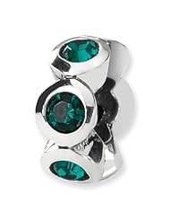 Sterling Silver May Swarovski Elements Birthstone Charm Bead Fits Pandora Chamilia Biagi Bracelet