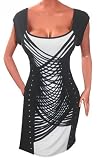 41vJbHmhCcL. SL160  FUNFASH LASER CUT SHREDDED BLACK WHITE DRESS LONG TOP NEW Plus Size 1X 18 20 Made in USA
