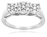 10k White Gold 3-Stone Floral Cluster Ring (1/2 cttw, H-I Color, I3 Clarity)