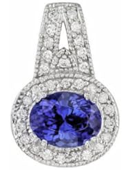 14K White Gold Tanzanite and Diamond Pendant -- LIFETIME WARRANTY