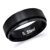 Stainless Steel Black Plated Engravable Spinner Wedding Band - Sizes 6 to 14