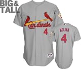 Yadier Molina Jersey: Big & Tall St. Louis Cardinals #4 Road Grey Authentic Jersey with World Series Commemorative Patch worn in 2012