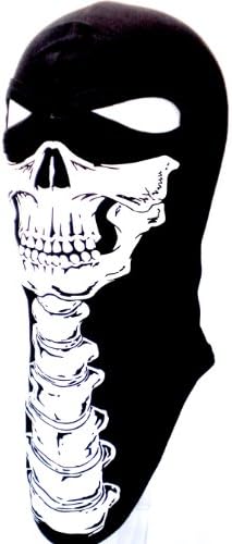 Black Ghost Skull Neck Bone 2 Eye Holes Full Face Mask Ski Hood Cotton Balaclava