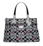 Coach Limited Edition Hearts Signature Glam Shopper Bag Purse Tote 18711 Black White