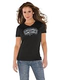 San Antonio Spurs Black Women's Primary Logo Tri Blend V Neck T-Shirt- by Alyssa Milano